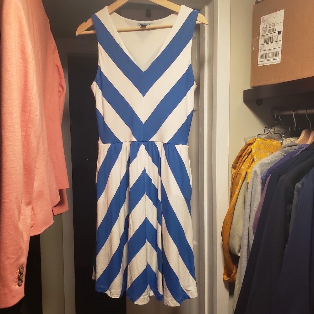 Cynthia Rowley boue/white summer dress w pockets